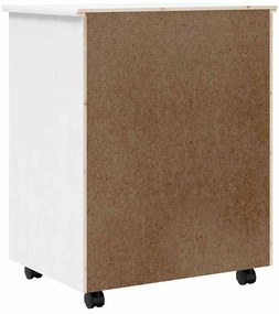 vidaXL Ντουλάπι Κυλιόμενο με Συρτάρια MOSS Λευκό από Μασίφ Ξύλο Πεύκου