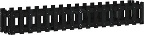 vidaXL Ζαρντινιέρα με Σχέδιο Φράχτη Μαύρη 200x30x30 εκ. Μασίφ Πεύκο