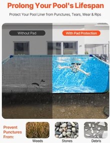 VEVOR 12x24ft Rectangle Pool Liner Pad Heavy Duty Pool Mat Prevent Punctures