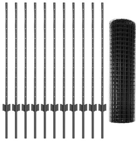 vidaXL Τείχος και Πόστ Γκρι 1 x 25 m Ατσάλι