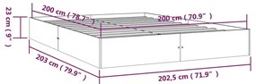 Σκελετός Κρεβατιού Χωρίς Στρώμα 200x200 εκ Μασίφ Ξύλο - Καφέ