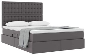 vidaXL Κρεβάτι Αποθήκης με στρώμα Γκρι 140 x 190 cm Τεχνητό Δέρμα