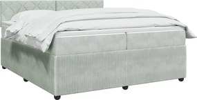 vidaXL Κρεβάτι box spring με στρώμα Ανοιχτό γκρι 200 x 200 cm Βελούδο