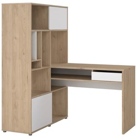 Insi Function Plus γραφείο με βιβλιοθήκη 162,8x60,35x155,4εκ. Jackson Hickory / Λευκό γυαλιστερό 0111.TV78