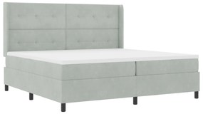 vidaXL κρεβάτι Box Spring με στρώμα  Ανοιχτό γκρι 200x200 εκ. Βελούδο