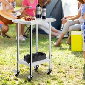 VEVOR Stainless Steel Work Table Commercial Prep Table 24x18 Inch With 4 Casters