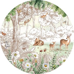 Forest Friends Spring II Ταπετσαρια Τοιχου Πρασινο Στρογγυλη 80cm