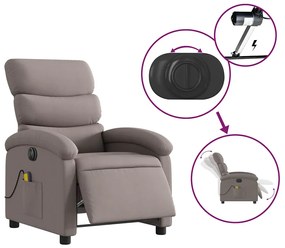 vidaXL Πολυθρόνα Μασάζ Ηλεκτρική Ανακλινόμενη Taupe Υφασμάτινη