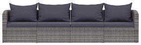 vidaXL Σαλόνι Κήπου 4 Τεμαχίων Γκρι από Συνθετικό Ρατάν με Μαξιλάρια