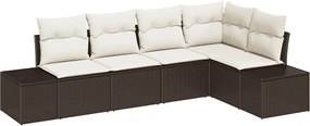 vidaXL Σετ Καναπέ Κήπου 5 pcs Καφέ συνθετικό ρατάν