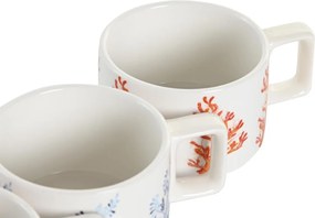 Σετ Κούπες Καφέ DKD Home Decor Μπλε Φούξια Μέταλλο Dolomite 260 ml