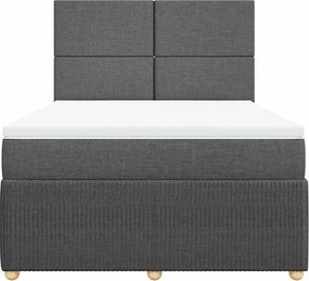 vidaXL Κρεβάτι Boxspring με Στρώμα Σκούρο Γκρι 160x200 εκ Υφασμάτινο