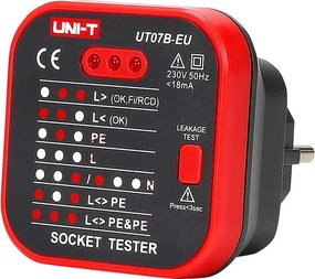 UNI-T tester πρίζας UT07B-EU, 230V, 50Hz