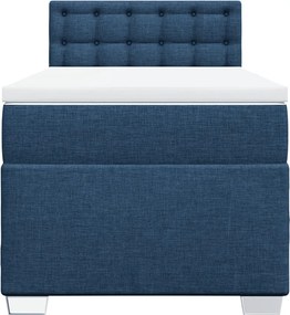 vidaXL Κρεβάτι Boxspring με Στρώμα Μπλε 90x190 εκ.Υφασμάτινο
