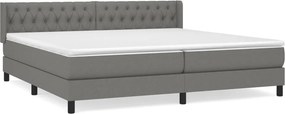 vidaXL Κρεβάτι Boxspring με Στρώμα Σκούρο Γκρι 200x200 εκ. Υφασμάτινο