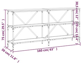 ΤΡΑΠΕΖΙ ΚΟΝΣΟΛΑ ΓΚΡΙ SONOMA 160X30X75 ΕΚ. ΕΠΕΞ. ΞΥΛΟ/ΣΙΔΗΡΟΣ 832851