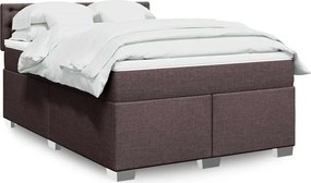 vidaXL Κρεβάτι Boxspring με Στρώμα Σκούρο Καφέ 140x190 εκ. Υφασμάτινο
