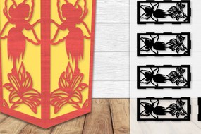 Σετ των 2 Intra απο ξύλο plywood Χρώμα wenge 3mm-4mm πάχος - Fairy Lamp Lasercut Δίασταση 20x20 cm INTRAFABR-88132941