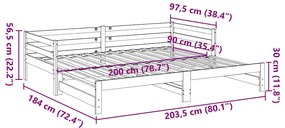 Καναπές Κρεβάτι Συρόμενος ΚαφέΚεριού 90x200εκ.Μασίφ Ξύλο Πεύκου - Καφέ