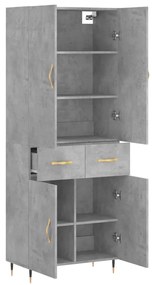 vidaXL Ντουλάπι Γκρι Σκυροδέματος 69,5x34x180 εκ. Επεξεργασμένο Ξύλο