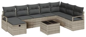 vidaXL Σετ Καναπέ Κήπου 8 pcs Ανοιχτό γκρι Πολυ ράταν