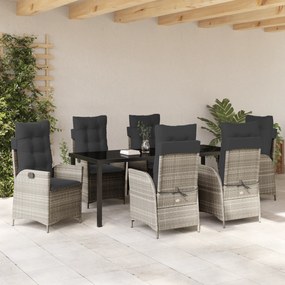 vidaXL Σετ 7 Τεμαχίων με Μαξιλάρια για Κήπο σε Ανοιχτό Γκρι Πολυ-ρατάν