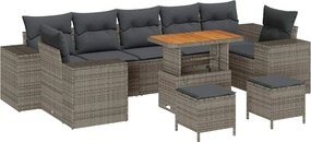 vidaXL Σετ Καναπέ Κήπου 10 pcs Γκρι συνθετικό ρατάν
