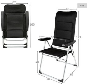 Καρέκλα στην παραλία Aktive Deluxe Εύκαμπτο Μαύρο 49 x 123 x 67 cm (x2)