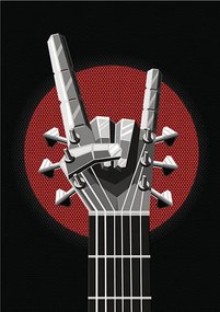 Εικονογράφηση Rock poster with a metal hand, ne2pi