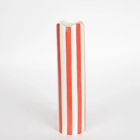 ΒΑΖΟ ΚΕΡΑΜΙΚΟ ΛΕΥΚΟ - ΚΟΚΚΙΝΟ 8.2x8.2x32cm|752-20211