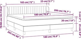 vidaXL Κρεβάτι Boxspring με Στρώμα Μαύρο 180x200 εκ. Βελούδινο