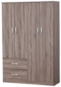 Intrahome Ντουλάπα ρούχων τετράφυλλη Zelia Intrahome με 2 συρτάρια σε sonoma-oak απόχρωση 120x42x180εκ | SKU: INTRAPA-350111170