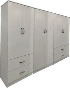 Ντουλάπα εξάφυλλη Athos pakoworld λευκή 240x42x180εκ