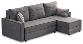Γωνιακός καναπές - κρεβάτι Ece Megapap δεξιά γωνία υφασμάτινος με αποθηκευτικό χώρο χρώμα γκρι 242x150x88εκ. - Ύφασμα - PRGP043-0065,5