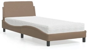 Κρεβάτι με Στρώμα Καπουτσίνο 90x200 εκ. από Συνθετικό Δέρμα - Καφέ