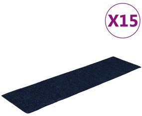 vidaXL Πατάκια Σκάλας Αυτοκόλλητα Ορθογώνια 15 τεμ. Μπλε 76 x 20 εκ.