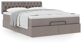 vidaXL Οθωμανικό κρεβάτι με στρώμα Taupe 140x200cm ύφασμα