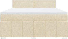 vidaXL Κρεβάτι Boxspring με Στρώμα Κρεμ 180x200 εκ. Υφασμάτινο