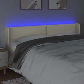 Κεφαλάρι Κρεβατιού LED Κρεμ 163x16x78/88εκ. από Συνθετικό Δέρμα - Κρεμ