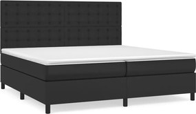 vidaXL Κρεβάτι Boxspring με Στρώμα Μαύρο 200x200 εκ. Συνθετικό Δέρμα