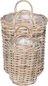 vidaXL Καλάθι Φυτευτή με αποθήκευση 2 pcs Γκρι Ρατάν Κούμπου