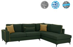 SOFA RIGHT CORNER DIVA  IN CYPRESS GREEN WATER-REPELLANT FABRIC 290x235x94Hcm.