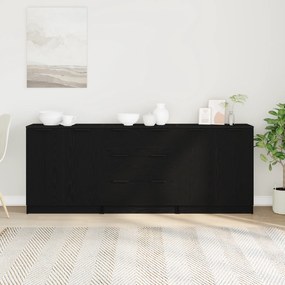 vidaXL 3 Τεμαχίων Μπουφές Μαύρο Οξιά Επεξεργασμένου Ξύλου