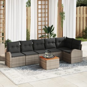vidaXL Σαλονάκι κήπου 7 pcs Γκρι Μεγάλο Ρατάν