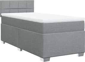 vidaXL Κρεβάτι Boxspring με Στρώμα Ανοιχτό Γκρι 90x190 εκ. Υφασμάτινο