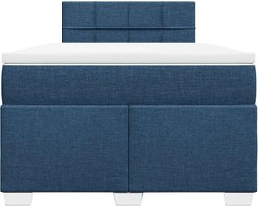 vidaXL Κρεβάτι Boxspring με Στρώμα Μπλε 120x190 εκ. Υφασμάτινο