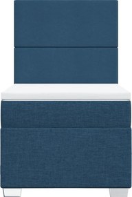 vidaXL Κρεβάτι Boxspring με Στρώμα Μπλε 100 x 200 εκ. Υφασμάτινο