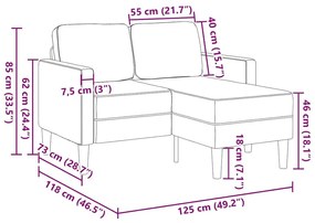 2θέσιος καναπές με καναπέ σε σχήμα L Taupe 125 εκ. ύφασμα - Μπεζ-Γκρι