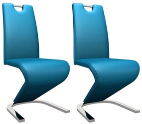 vidaXL Καρέκλες Τραπεζαρίας Ζιγκ-Ζαγκ 2 τεμ. Μπλε από Συνθετικό Δέρμα