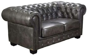 Καναπές Chesterfield 689 Ε9574,22 Δέρμα Antique Grey 160x92x72cm Ξύλο,Τεχνόδερμα